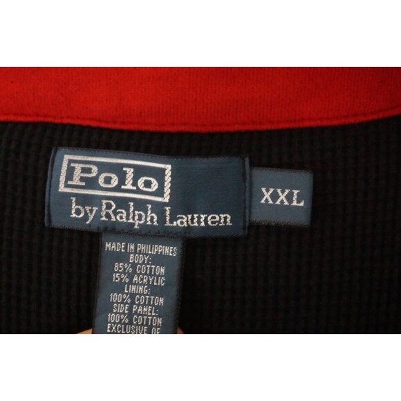 Polo by Ralph Lauren Italia Cotton Red White Quilted Vest Leather Trim XXL 2XL - Picture 5 of 5